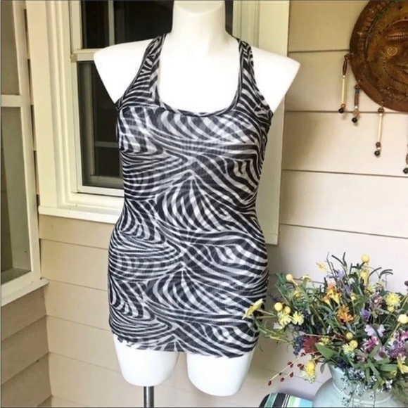 Guess Zebra Razorback Tank Top Medium - Picture 1 of 3